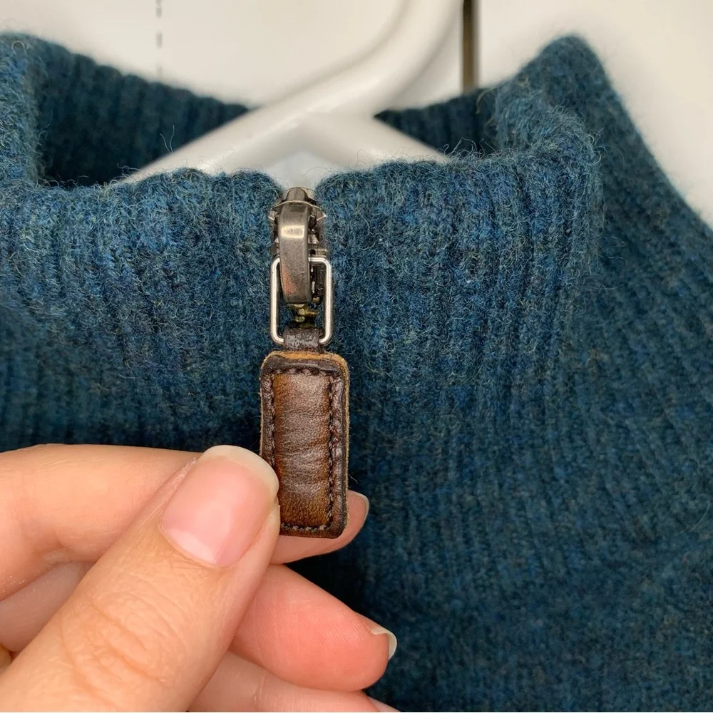 J.Crew Green Lamb’s Wool Half Zip Up Sweater Size Medium